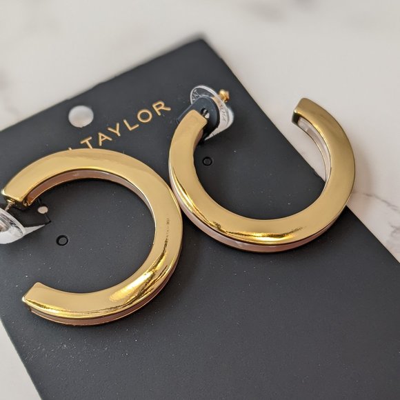 Ann Taylor Tortoiseshell Print Hoop Earrings - Picture 2 of 8